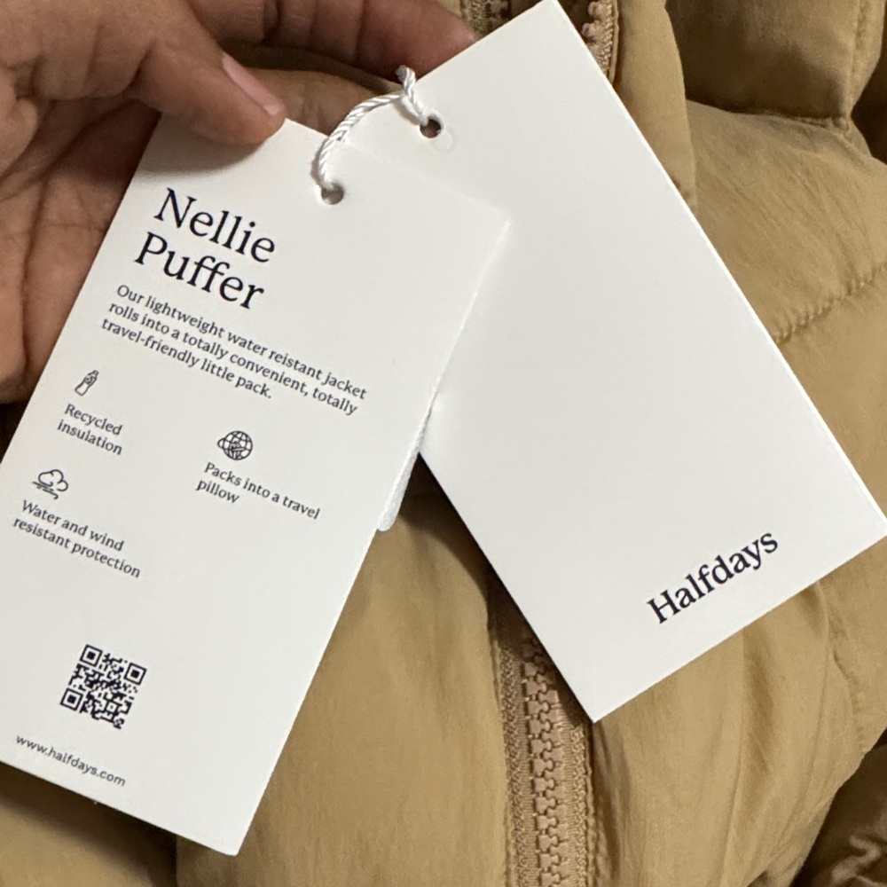 NWT HALFDAYS NELLIE packable quilted puffer in tan sizes XS,S,M,L, XL - Picture 11 of 15